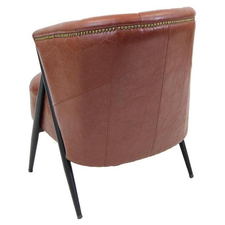 Fauteuil lounge intérieur en métal avec assise et dossier vinyle marron extra épais