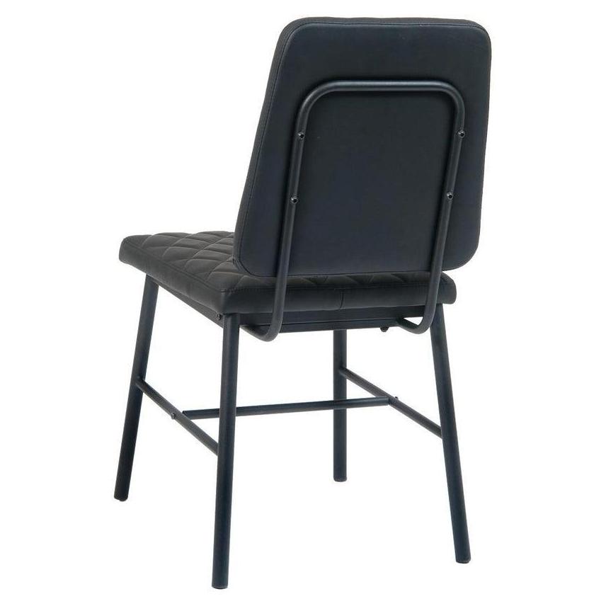 Black Steel Chair with Black Tufted Vinyl Seat and Backrest