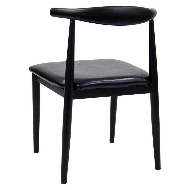 Chaise interior de metal negro con asiento de vinilo negro