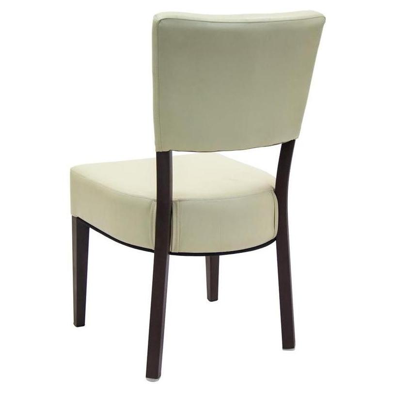 Brown Metal Chair with Cream Vinyl Seat and Backrest