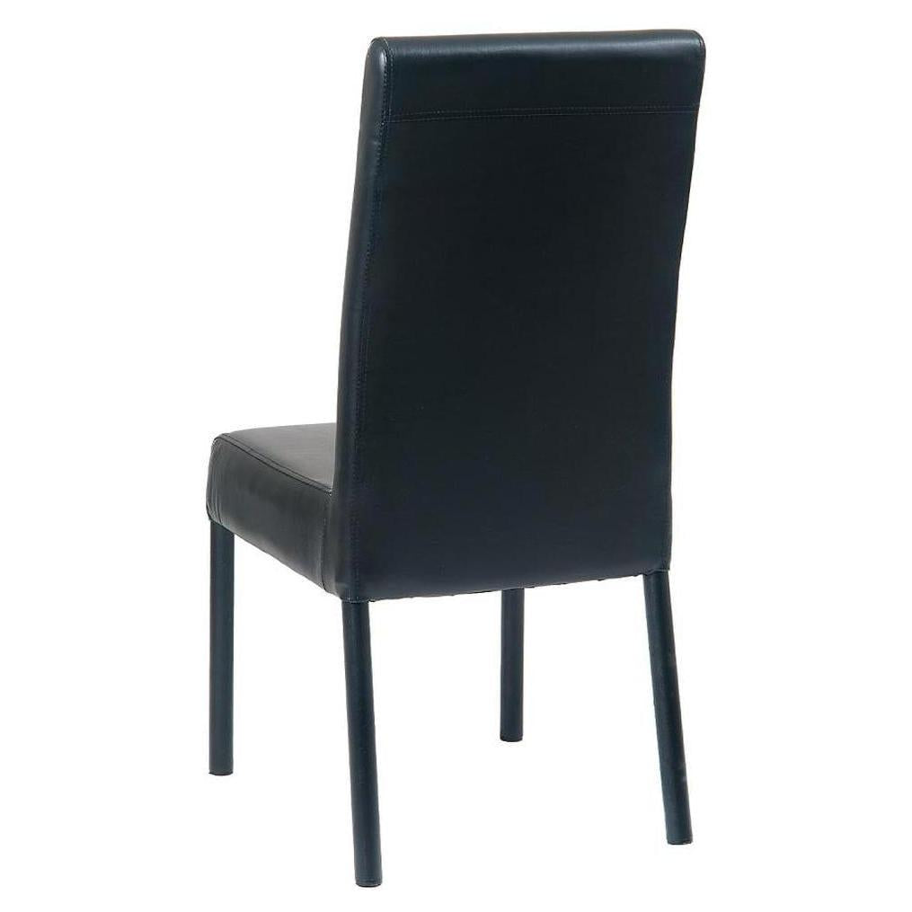 Black vinyl Parsons chair with black steel legs