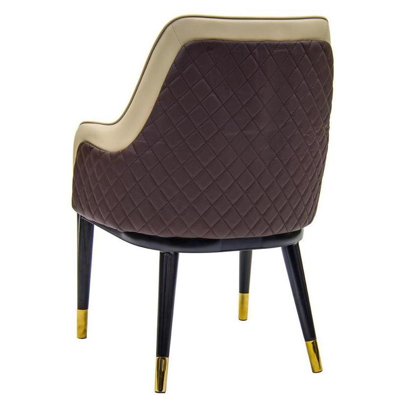 Sillón interior con estructura de metal y asiento/respaldo de vinilo crema