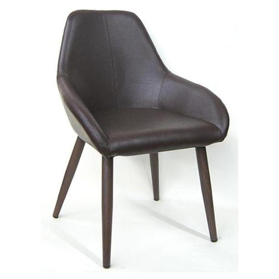 Brown vinyl upholstered chair with reinforced wood effect metal frame
