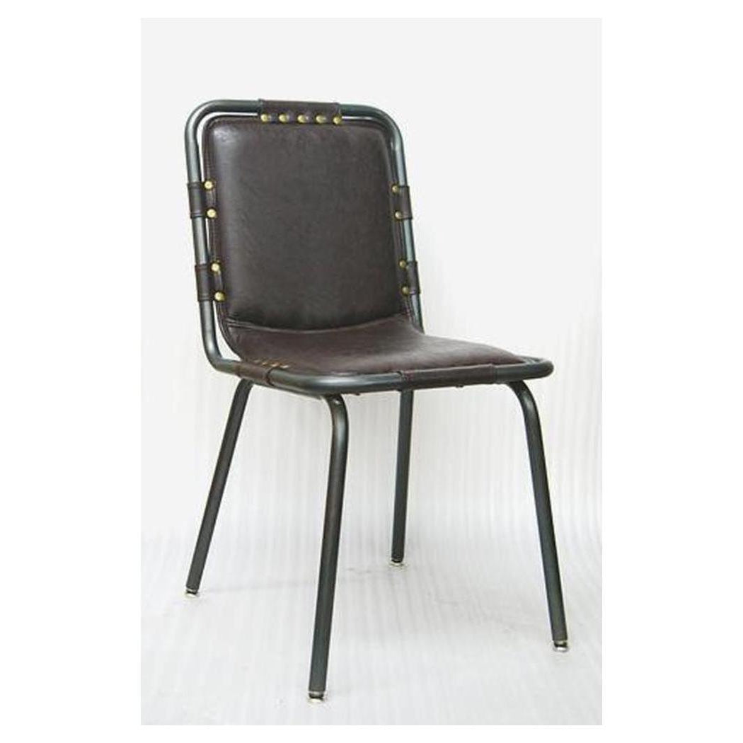 Modern metal chair with vinyl seat