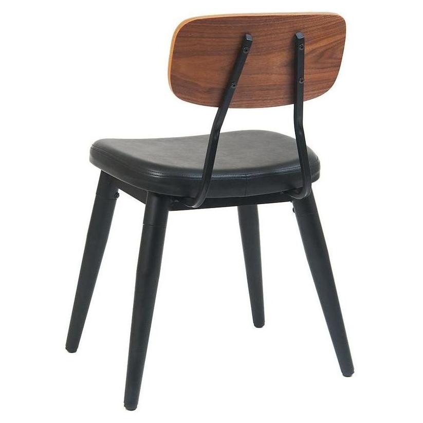 Black metal chair with veneer backrest and black vinyl seat