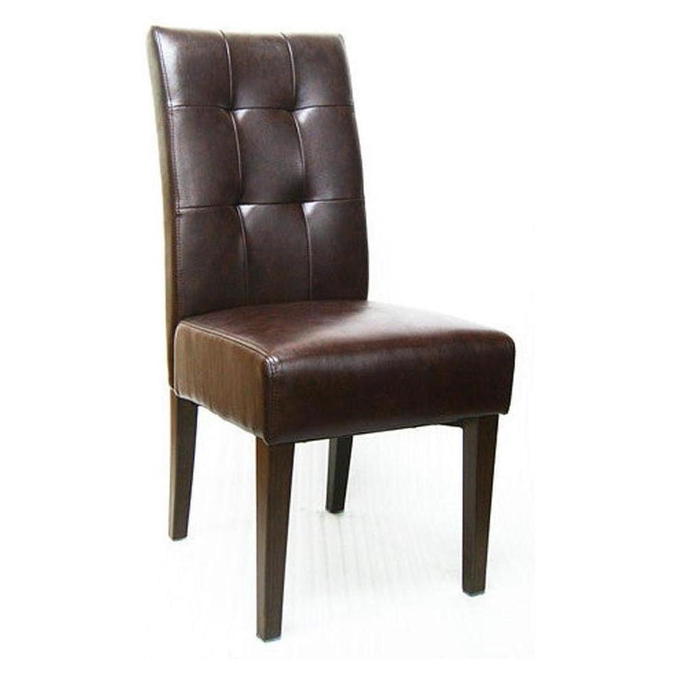 Padded armchair with full back in cognac finish