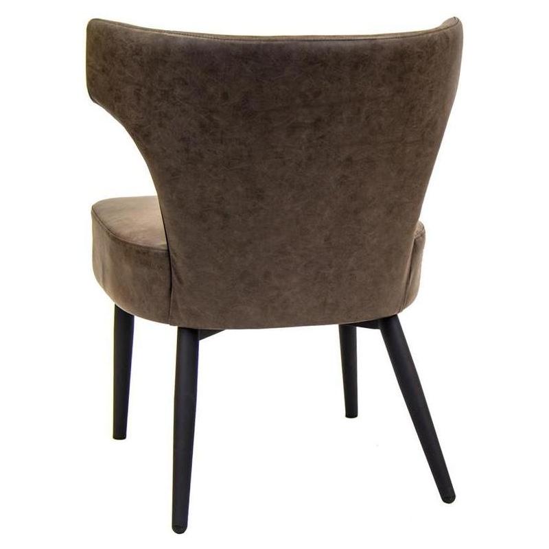 Chaise de cuero PU marrón claro con patas de acero negro