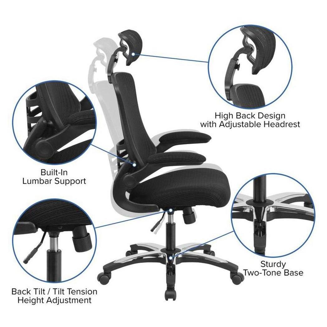 Silla de dirección ergonómica Ergoshow - Respaldo alto de malla negra