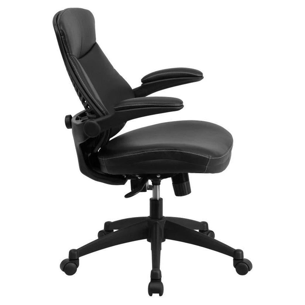 Ergonomic Chair Kale - Medium Back in Black Faux Leather