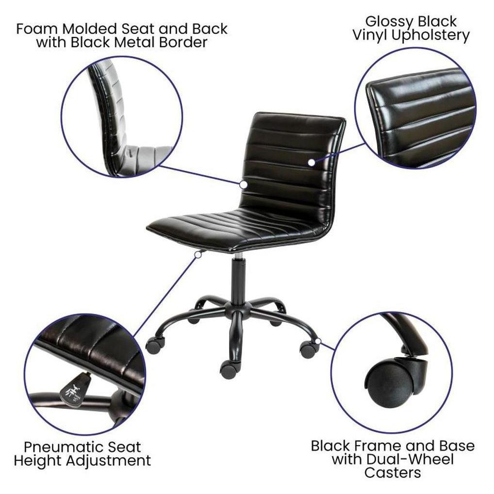 Alan Office Chair - Black Accents, Armless