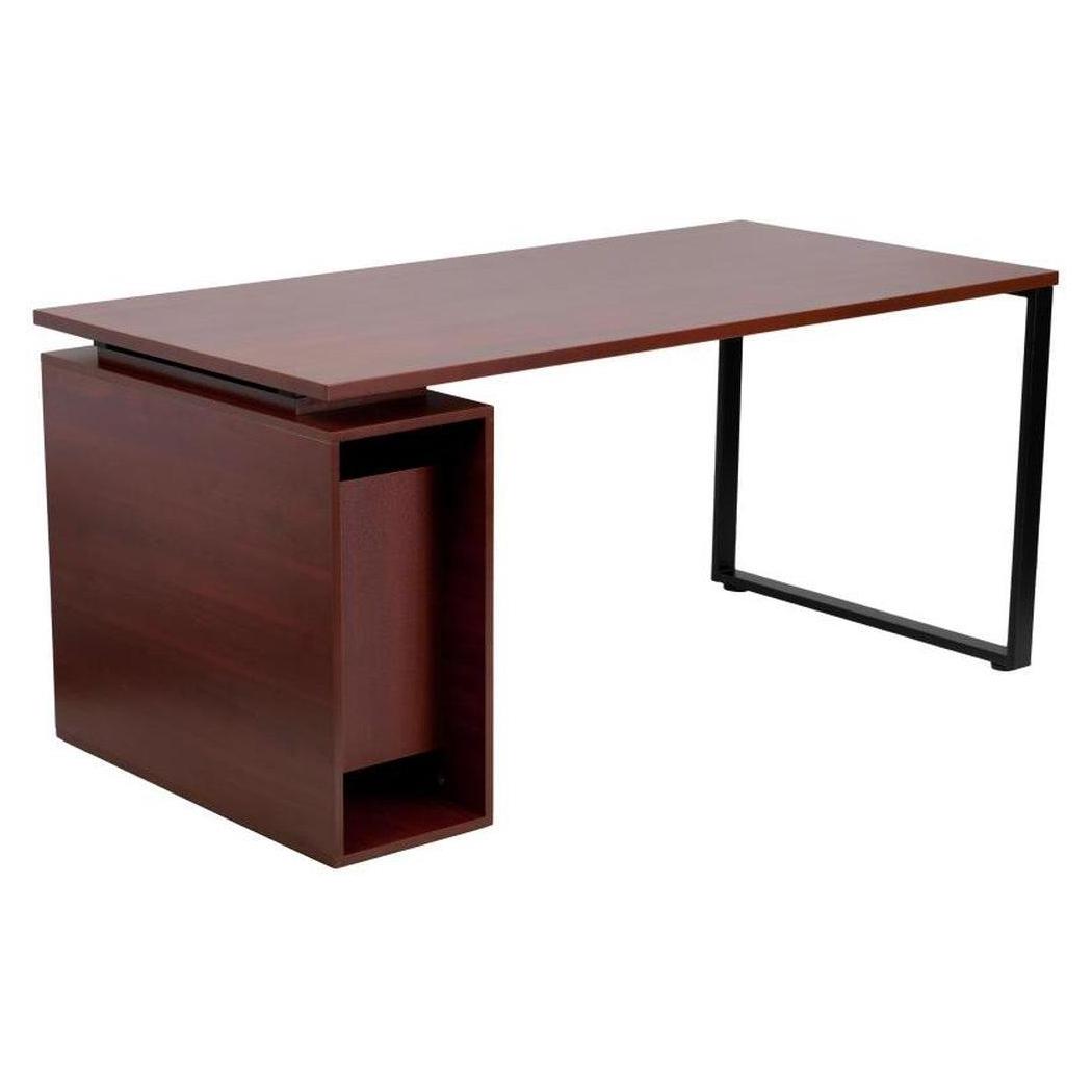 Computer desk ManBECKS in mahogany finish with open storage unit