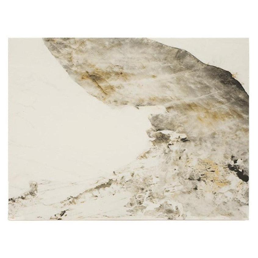 Tabletop in white marbled sintered stone with cloudy style, 2.2 cm thickness