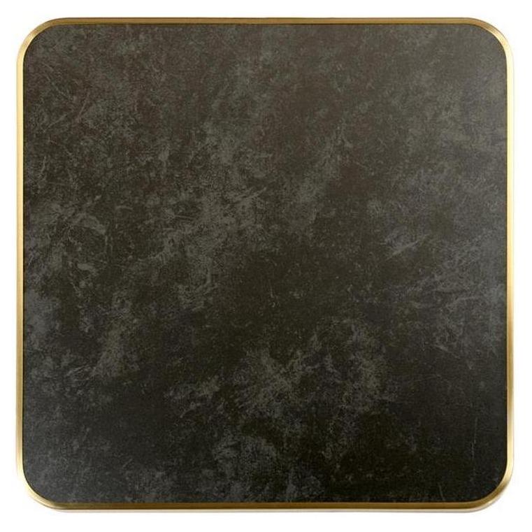 Tabletop in dark cloudy thick sintered stone with golden edge, 2.9 cm thick