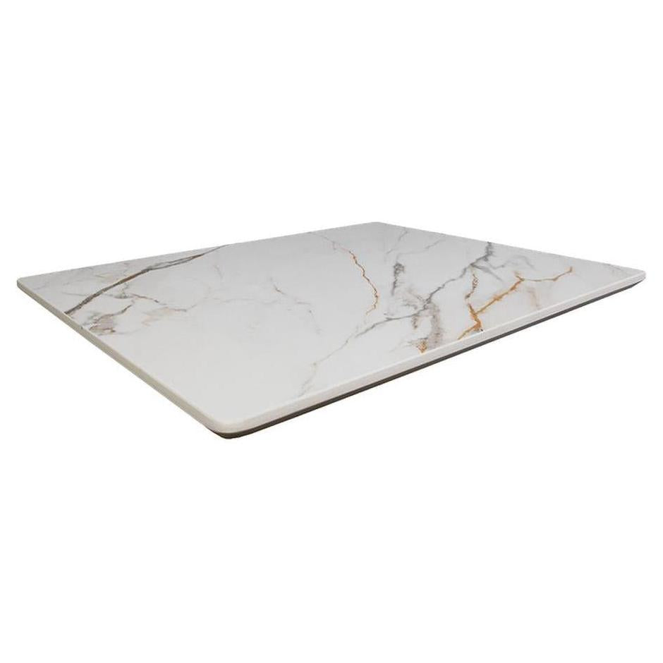 Tabletop in sintered stone with flat white marble pattern