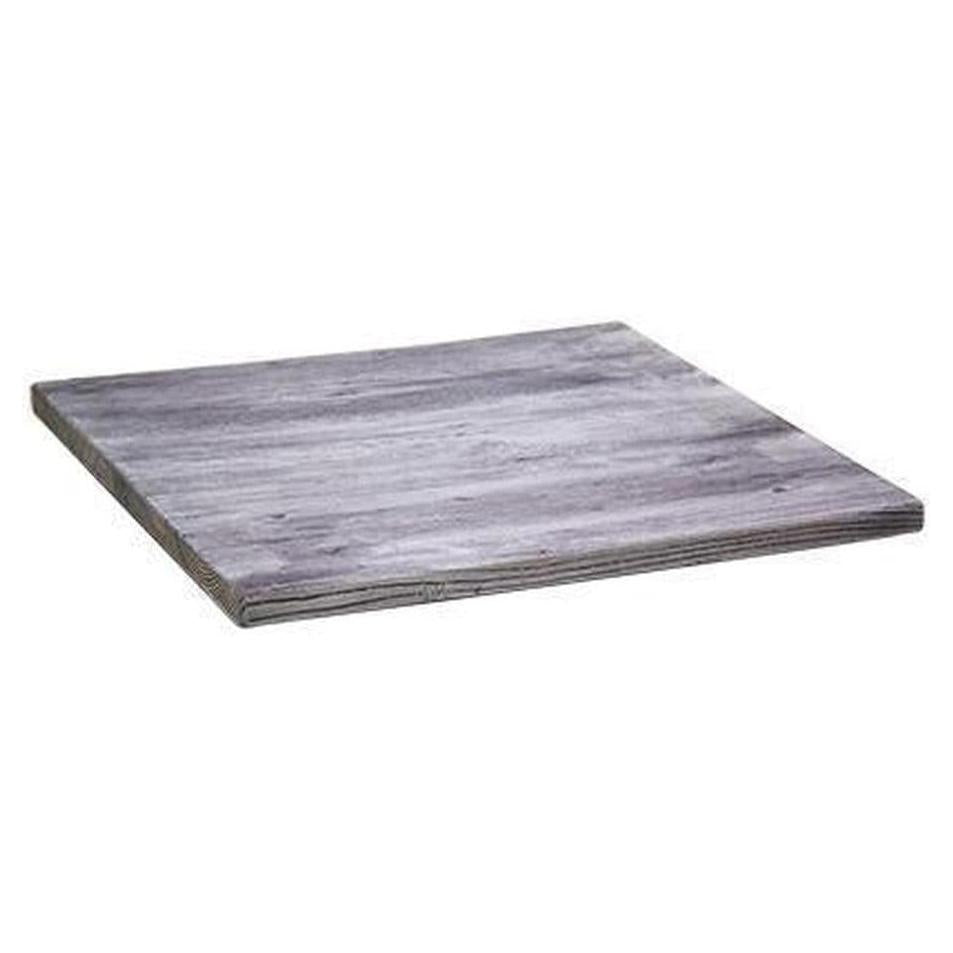 Outdoor resin table top with gray wood finish
