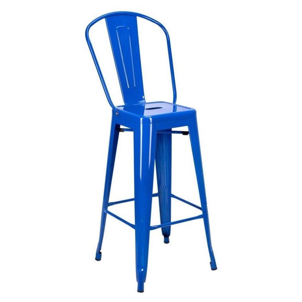 Tabouret de bar extérieur STEELX empilable avec dossier en métal