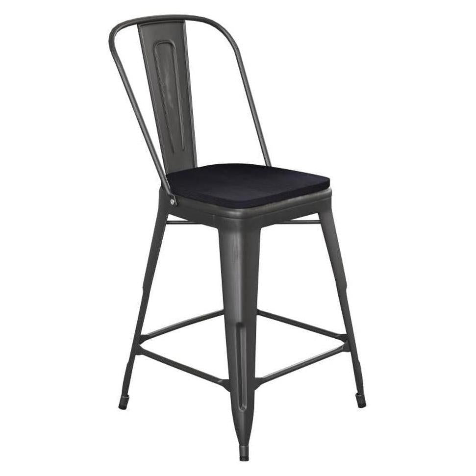 Tabouret extérieur hauteur comptoir 61 cm CARLU en métal avec dossier et assise en résine