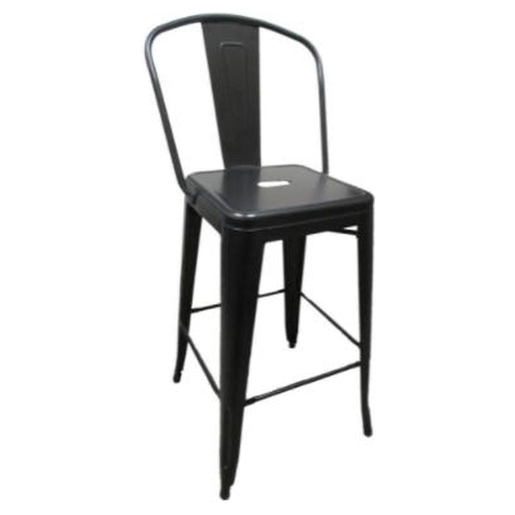 Tabouret de bar extérieur XL GOTIhouse noir surdimensionné avec dossier