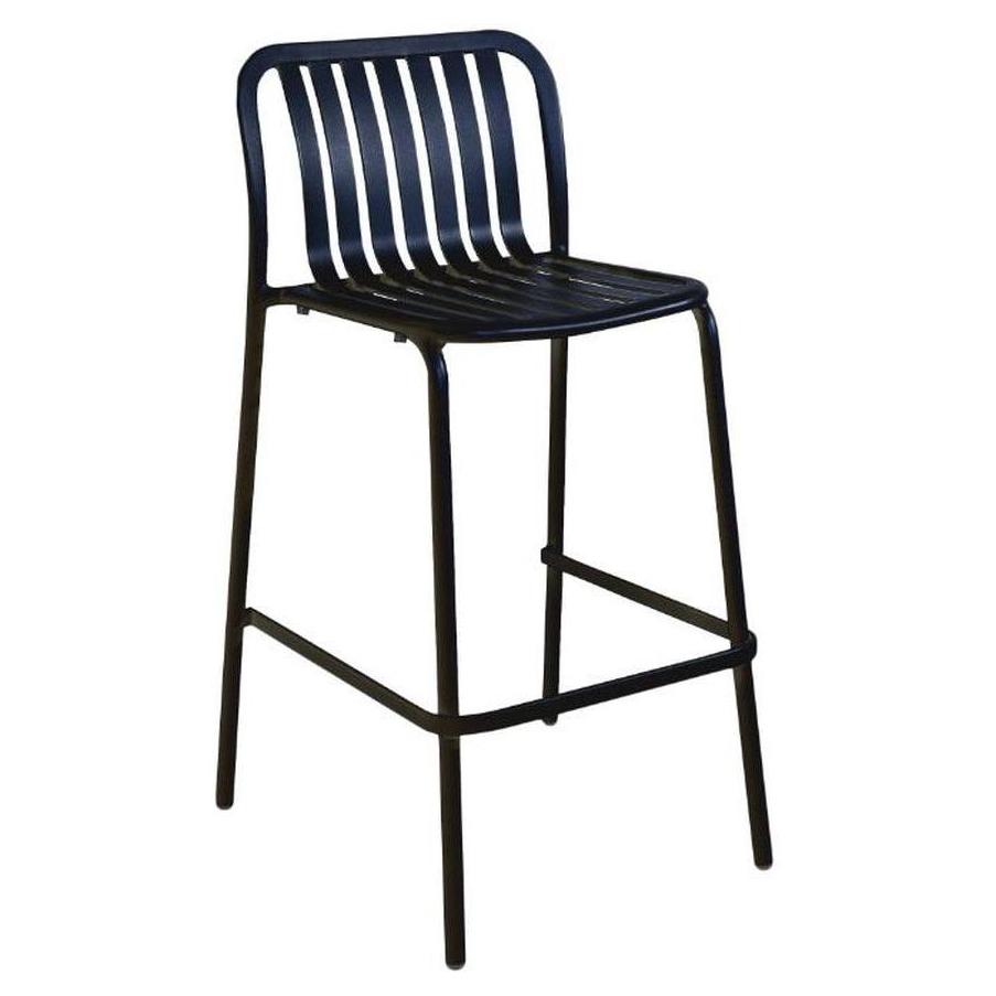 Taburete de bar exterior apilable Key West con respaldo de listones verticales