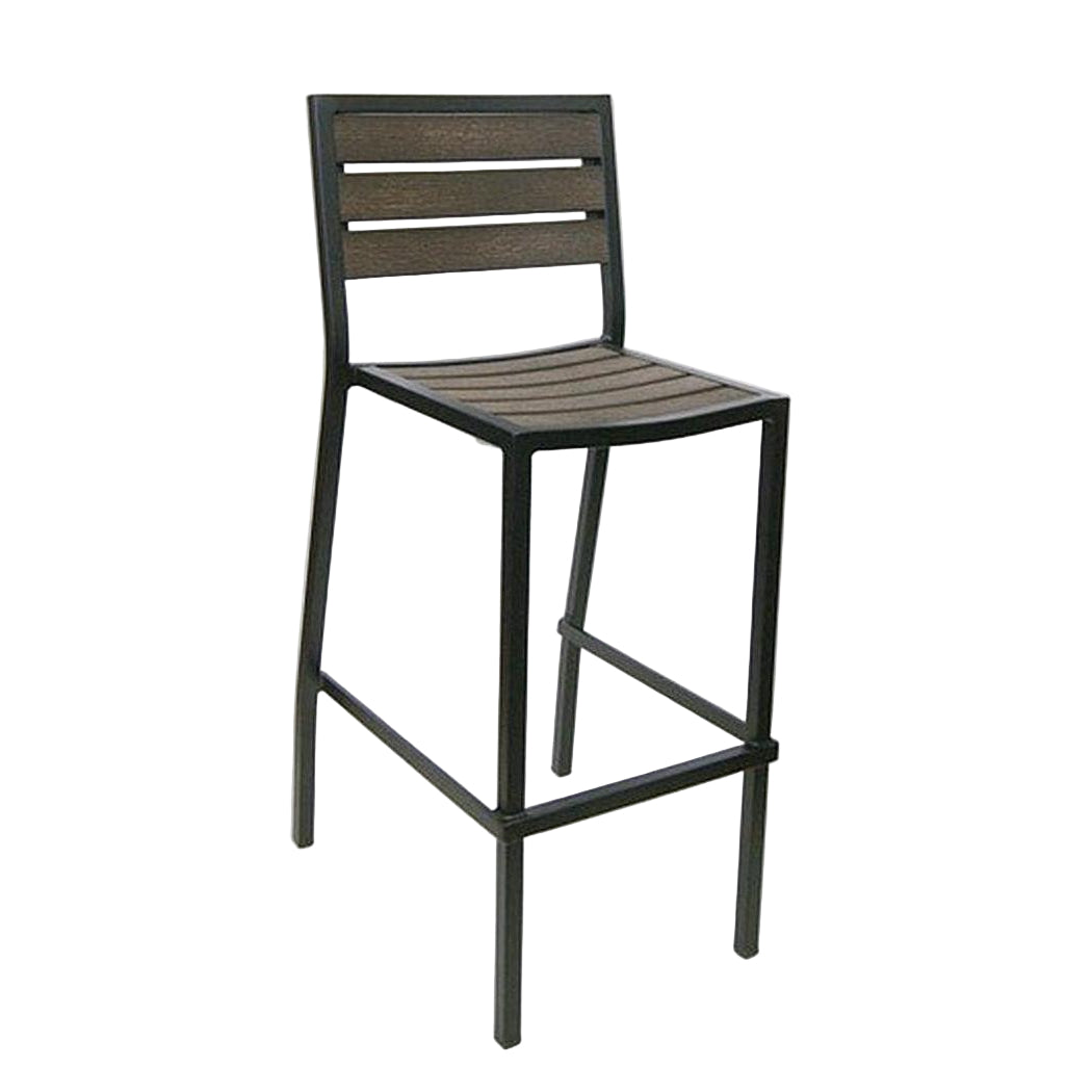 Tabouret de bar extérieur imitation teck coloris moka