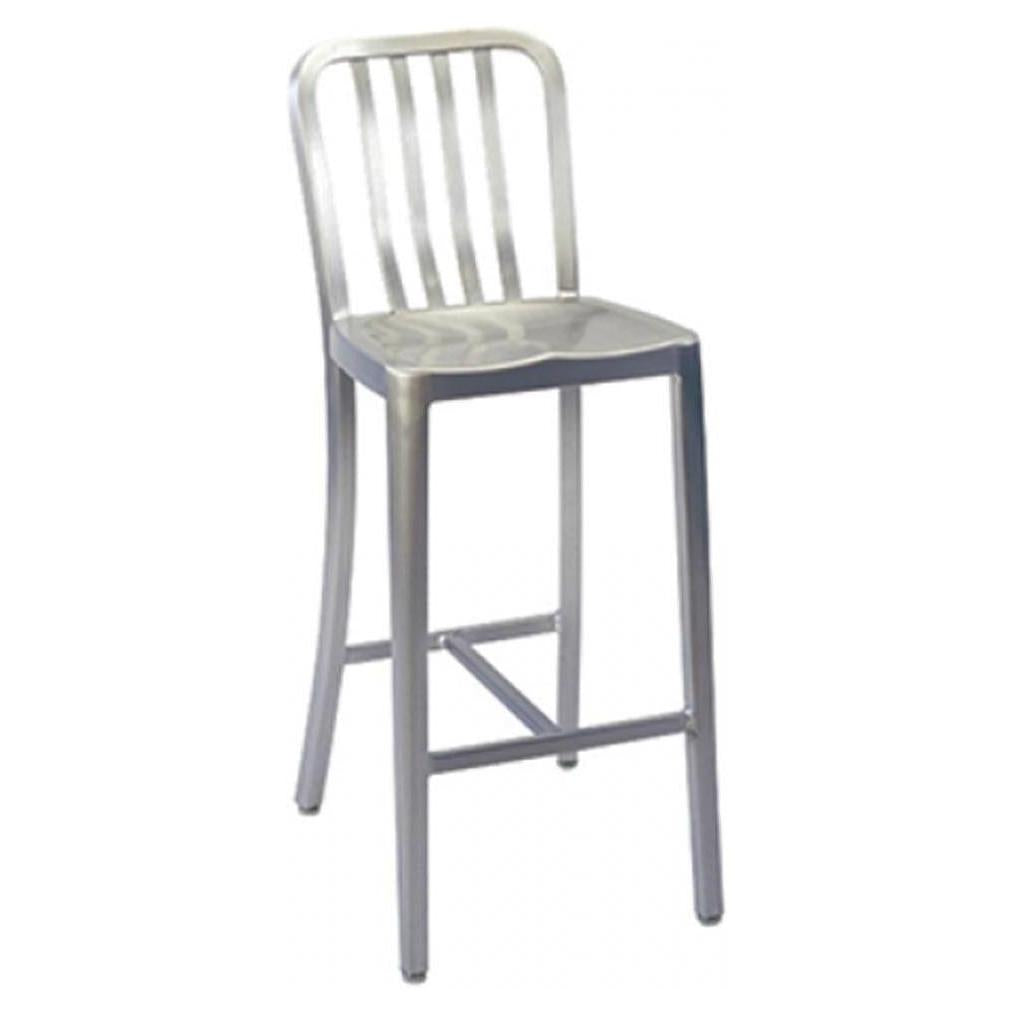 Taburete de bar exterior clásico de aluminio cepillado