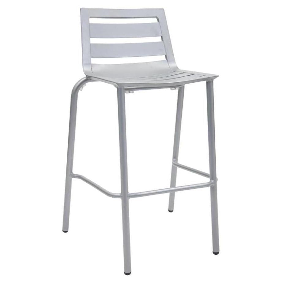 Tabouret de bar extérieur en aluminium avec assise et dossier multi-lattes