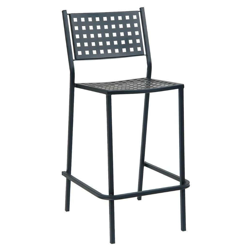 Taburete de bar exterior apilable de acero negro
