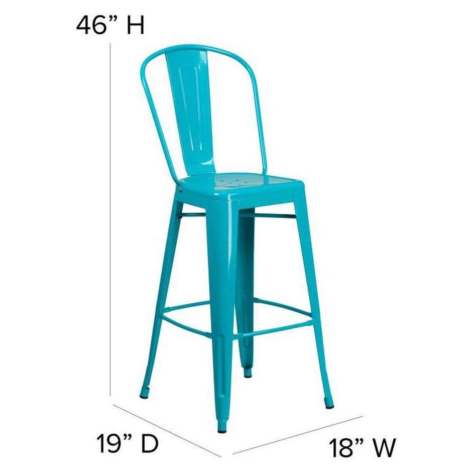 Tabouret de bar extérieur STEELX hauteur bar 76 cm avec dossier