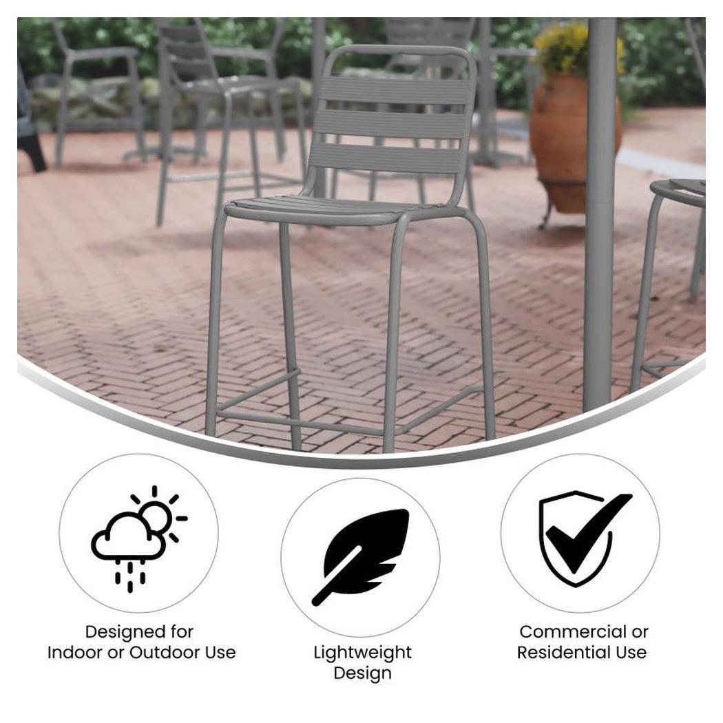 Tabouret de bar extérieur Lila en aluminium empilable avec lattes