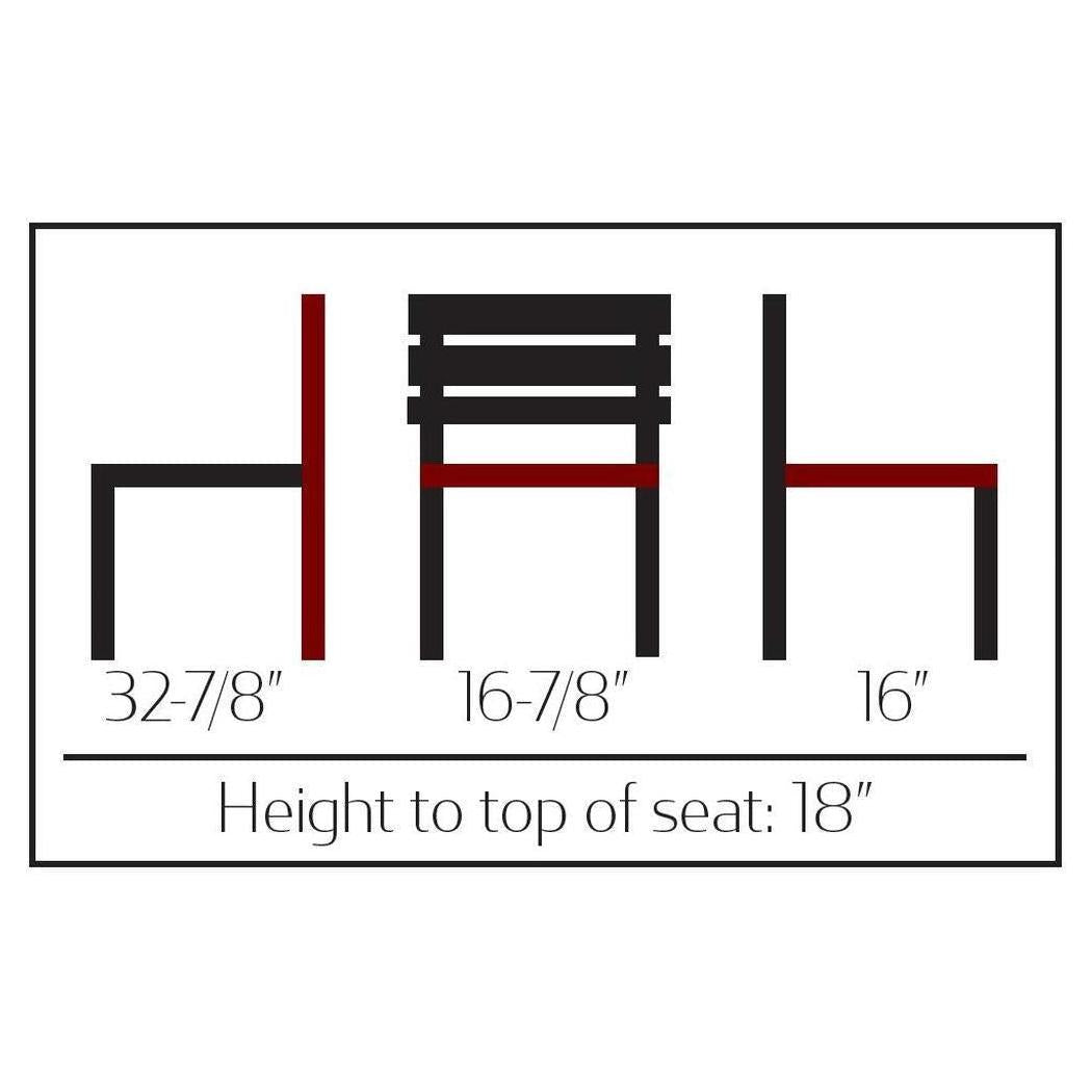 Chaise exterior apilable de acero negro mate con respaldo de listones.