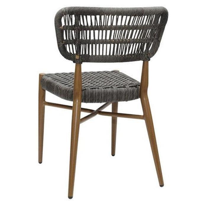 Chaise exterior de aluminio con asiento y respaldo de tela de terylene gris