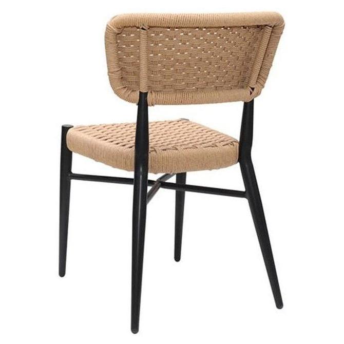 Modern outdoor beige aluminum lounge chair with terylene weaving and black frame