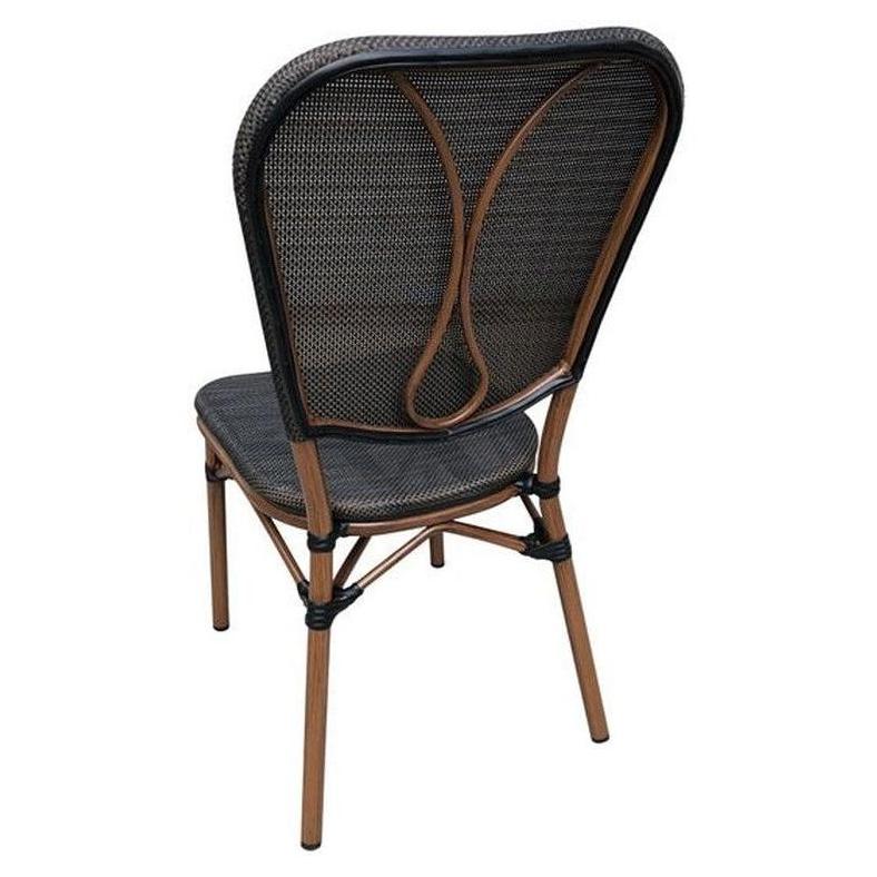 Chaise exterior de aluminio con asiento y respaldo de poli ratán negro