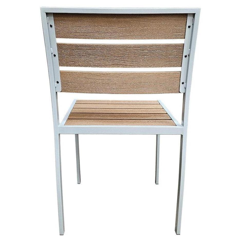 Chaise exterior de imitación de teca sintética con listones marrones