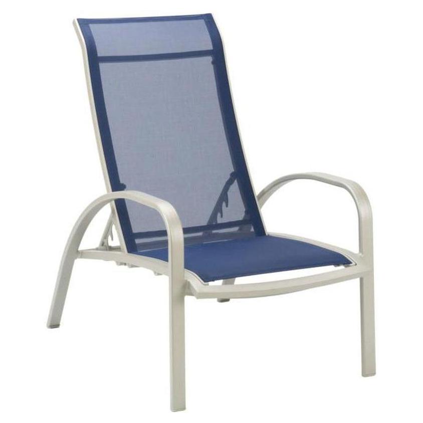 Large outdoor armchair with high reclining backrest