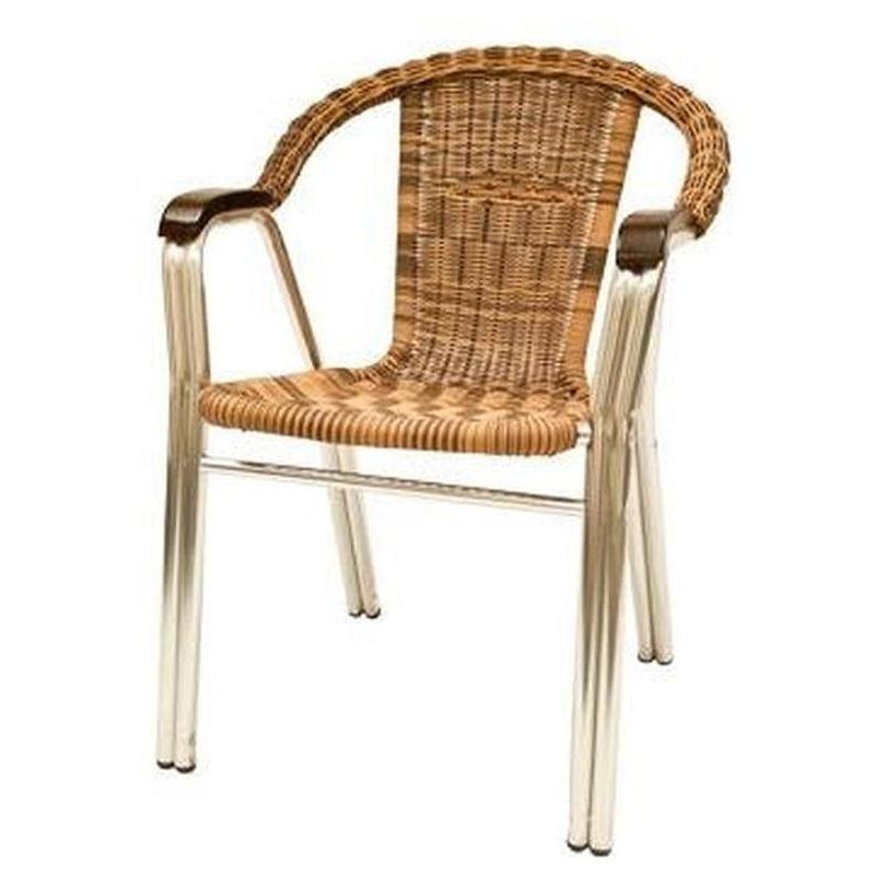 Outdoor armchair in aluminum with seat and backrest in synthetic woven resin
