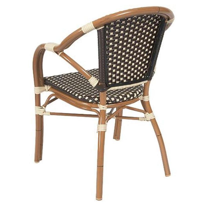 Outdoor aluminum armchair with poly-woven seat and backrest