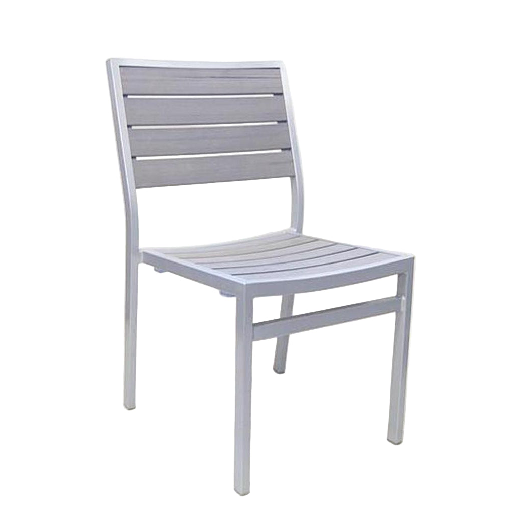 Chaise exterior de imitación de teca sintética gris con estructura gris