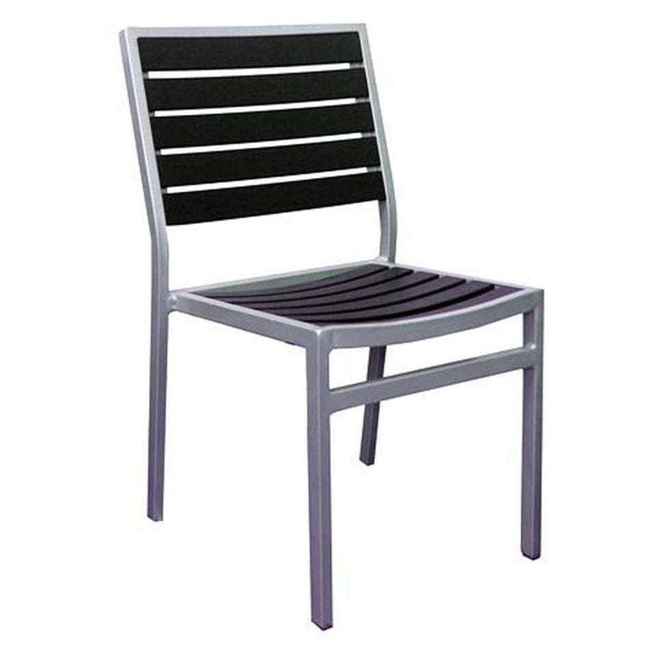 Chaise exterior de imitación de teca sintética con estructura gris