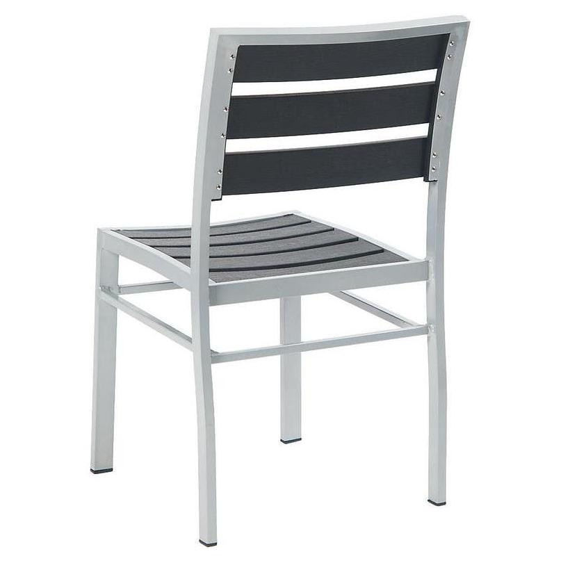 Tumbona exterior de aluminio sin apoyabrazos con listones de imitación de teca acabado negro