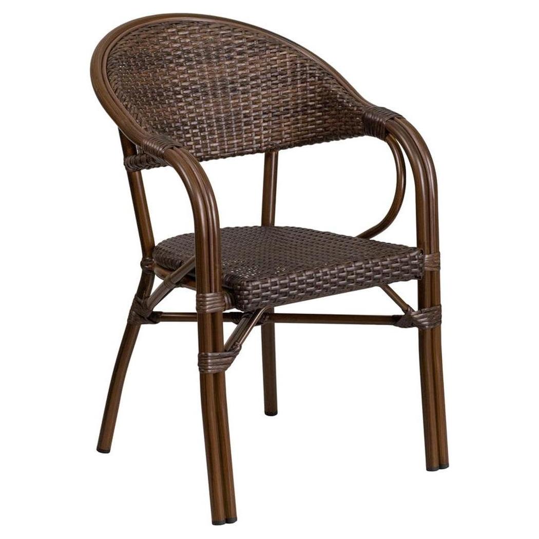 Modern outdoor lounge chair imitation bamboo and rattan with aluminum frame