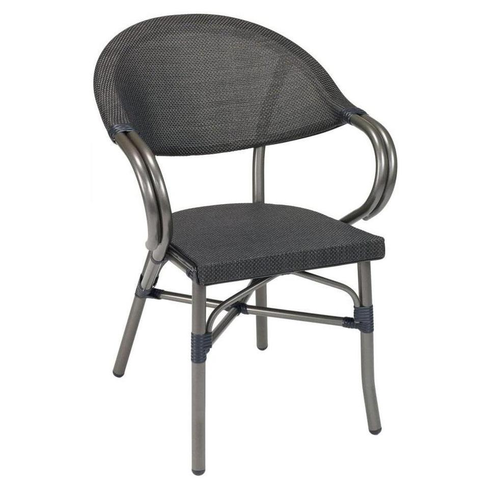 Outdoor aluminum armchair with textilene backrest