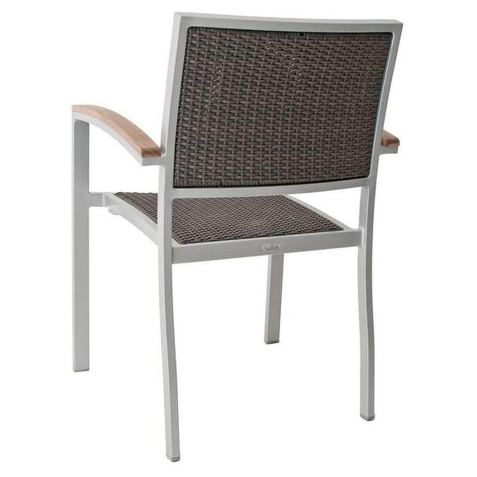 Outdoor armchair in aluminum with seat and backrest in PE wicker
