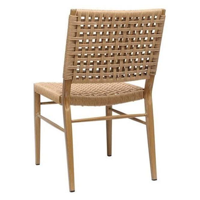 Modern outdoor aluminum beige chaise with seat and backrest in terylene weaving