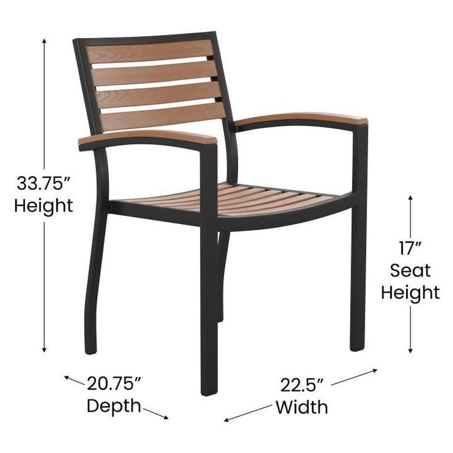 Lot de 2 fauteuils extérieurs PEROKS en résine avec lattes imitation teck