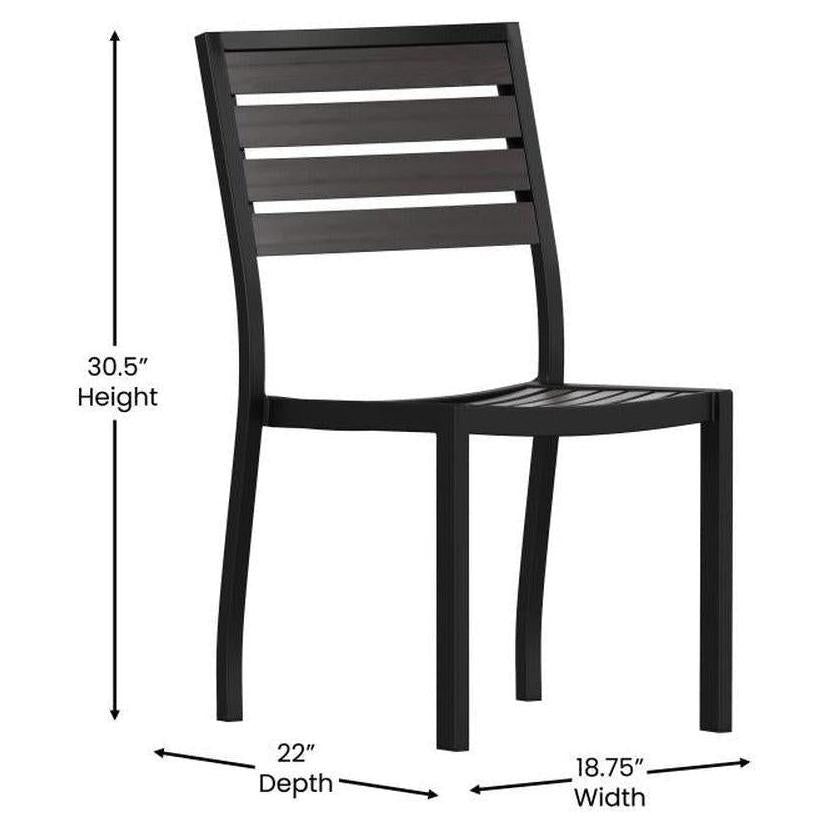 Chaise exterior PEROKS sin apoyabrazos con listones de imitación de teca gris