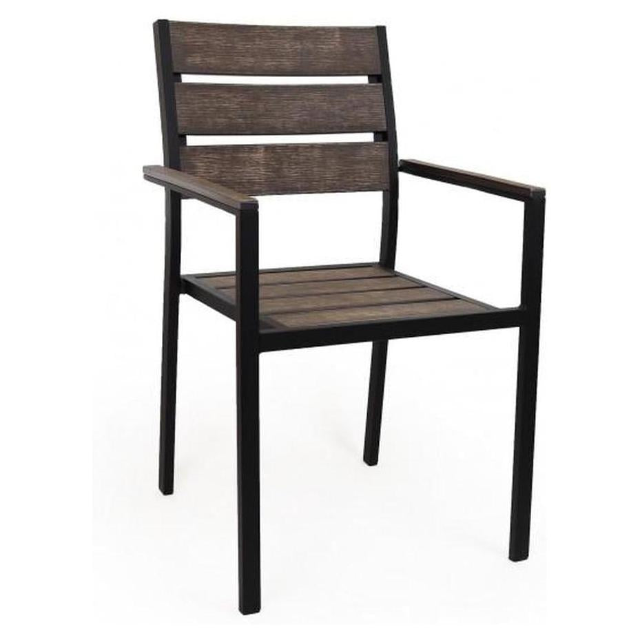 Sillón exterior SOL de aluminio con listones de imitación de teca sintética