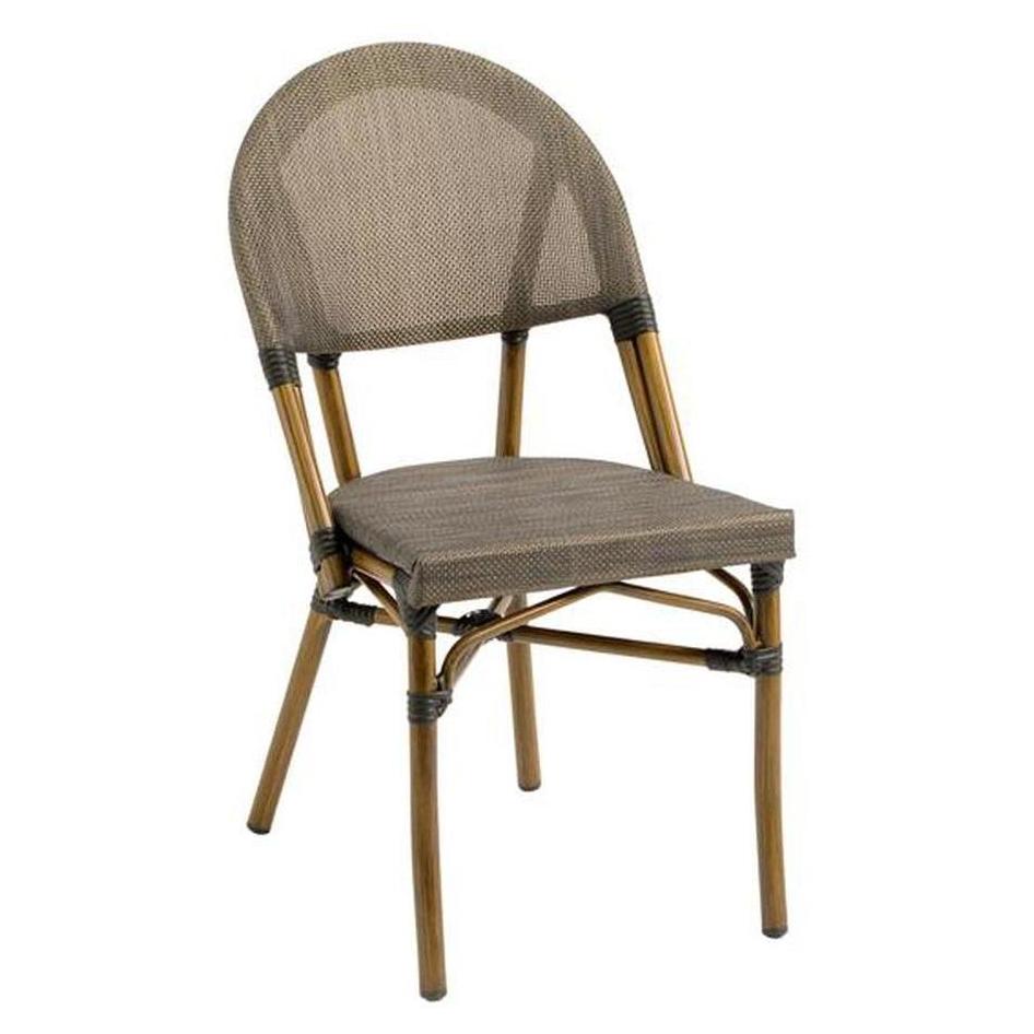 Chaise exterior Ibiza de aluminio con acabado nogal y textileno espresso.