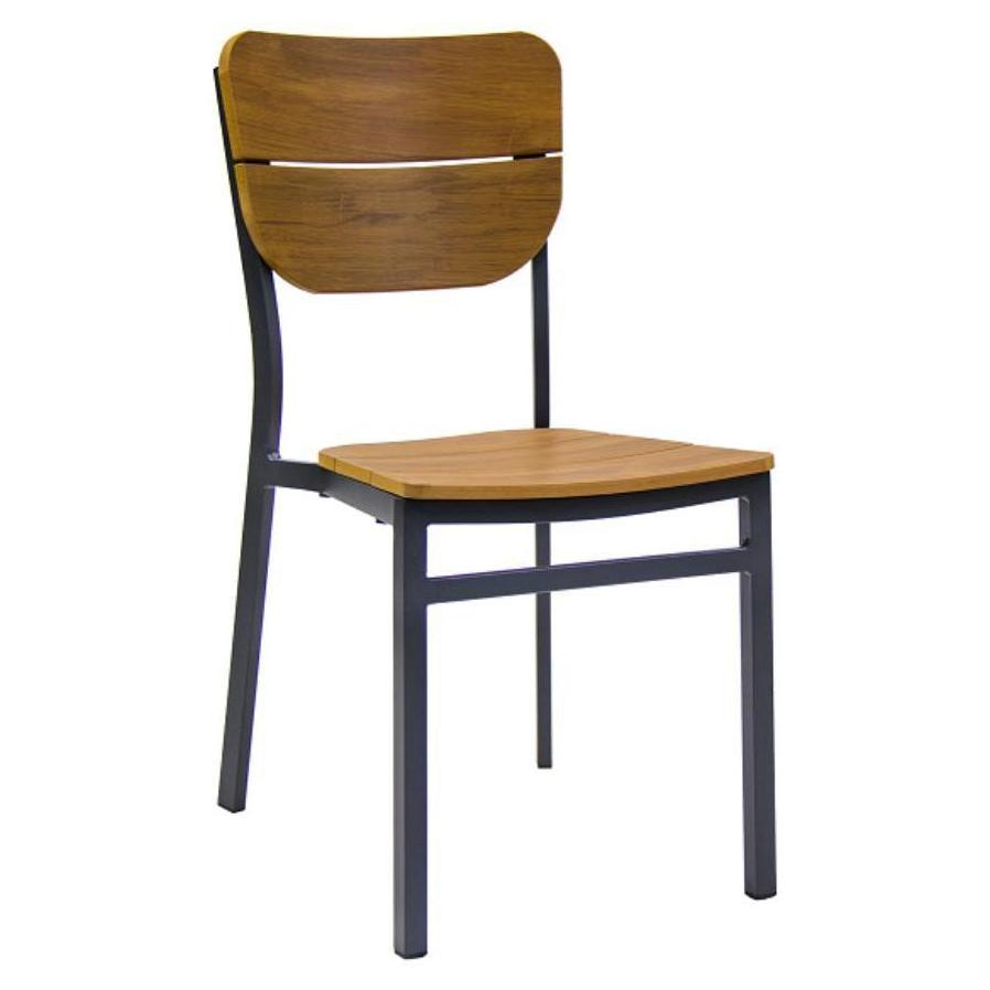 Tumbona exterior de aluminio con asiento y respaldo de imitación de teca