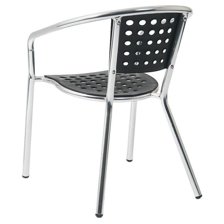Chaise exterior con apoyabrazos de aluminio y asiento de resina negra